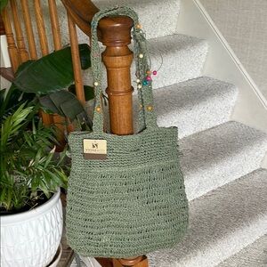 Stone & Co Stone Mountain Green Crochet Bohemian Tote Bag